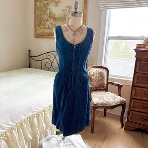 denim lace up dress faded glory soft medium
